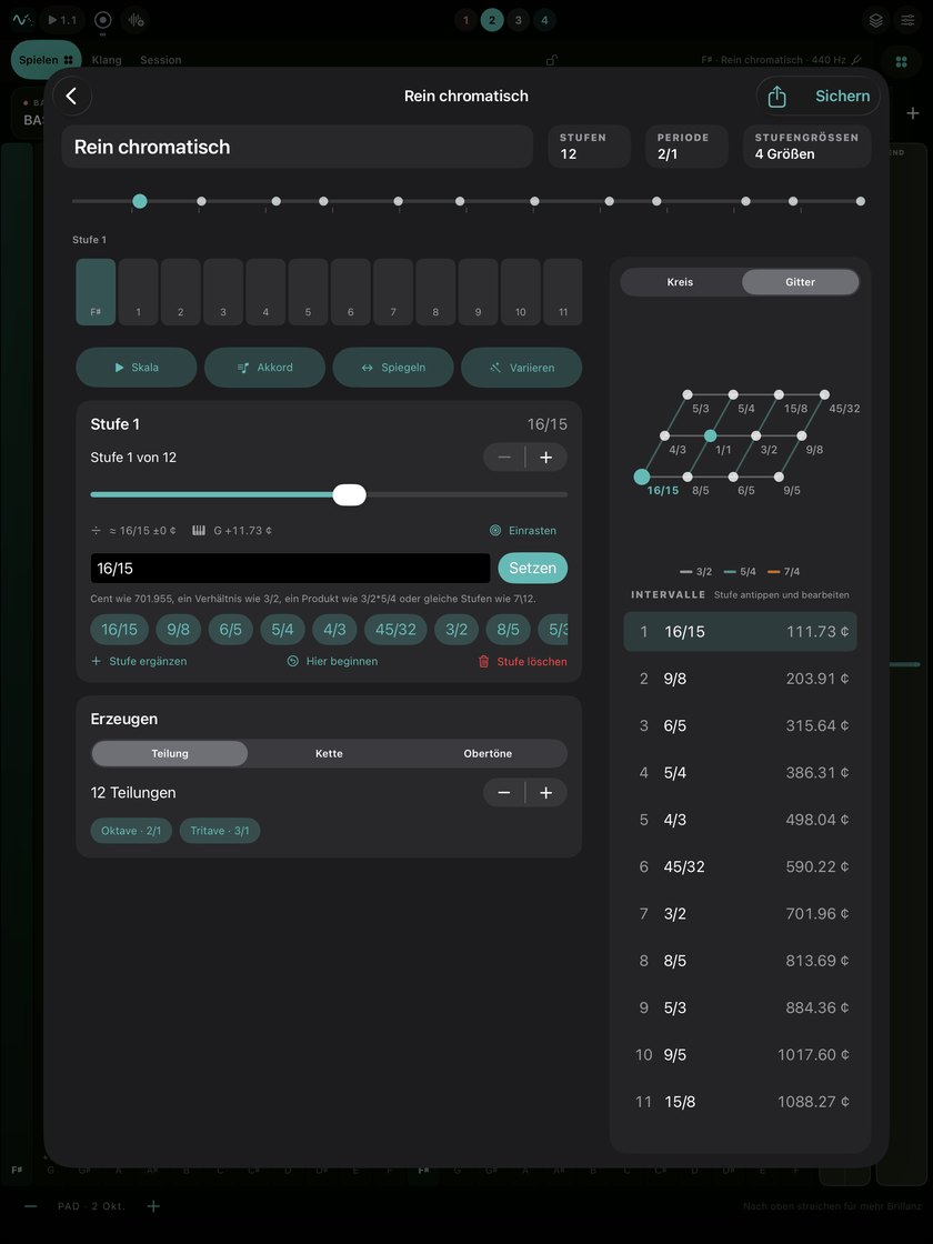 Tone Field AU auf dem iPad