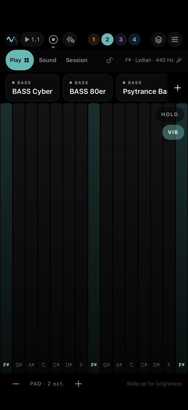 Tone Field: the playing surface with sounds to choose from