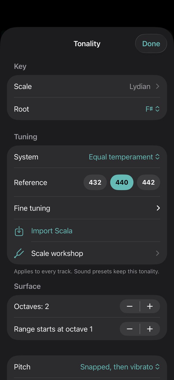Tonality with scale and tuning